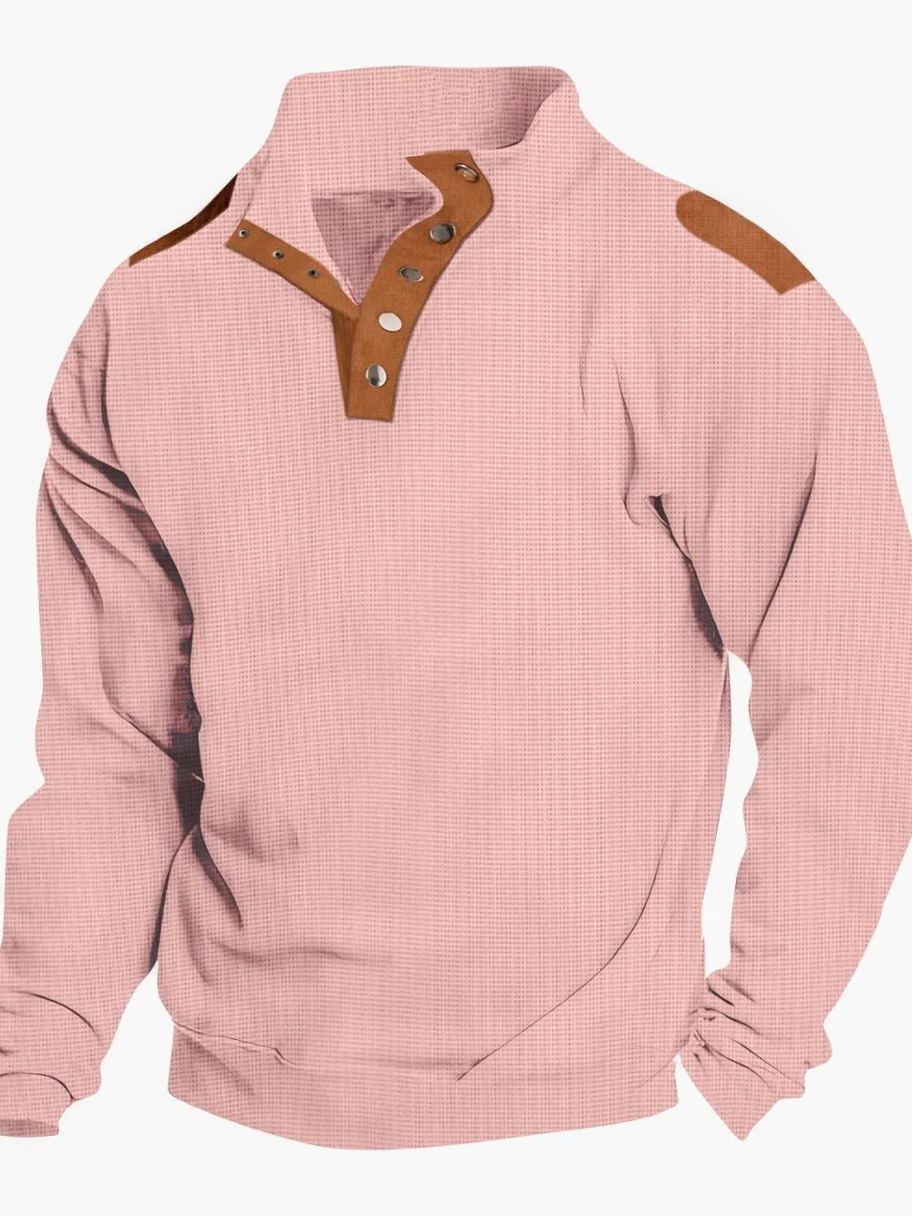Men's Full Size Stand Collar Long Sleeve Polo Plus Size, image 7