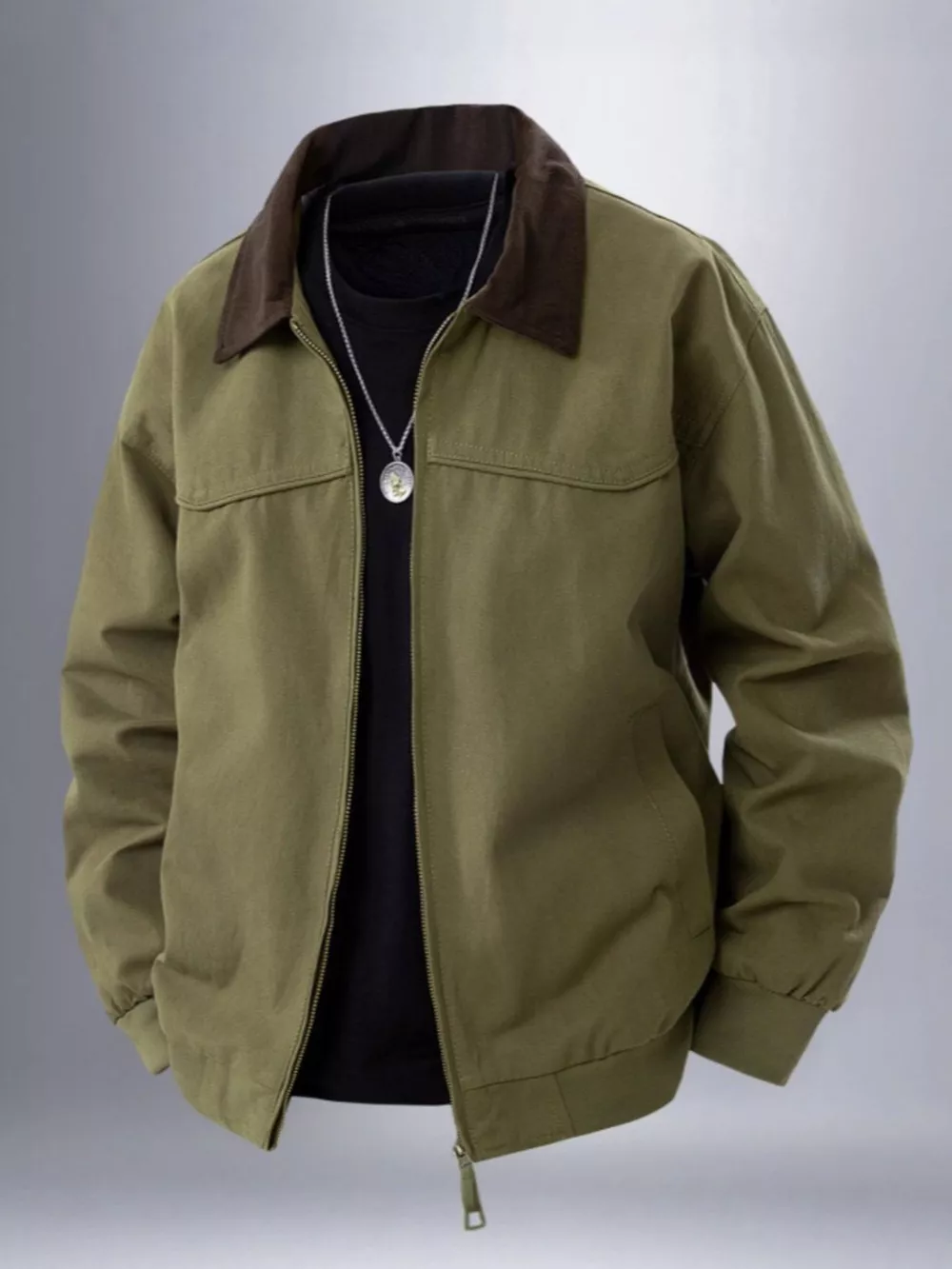 Men's Plus Size Zip Up Long Sleeve Jacket, image 4