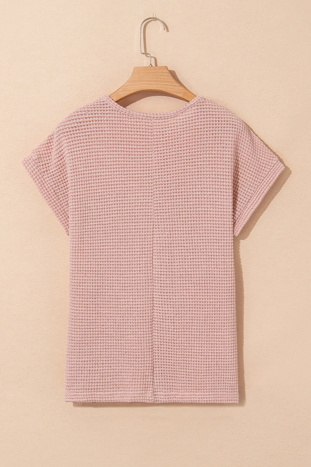 Lace Patchwork Waffle Short Sleeve Knit Top, image 7