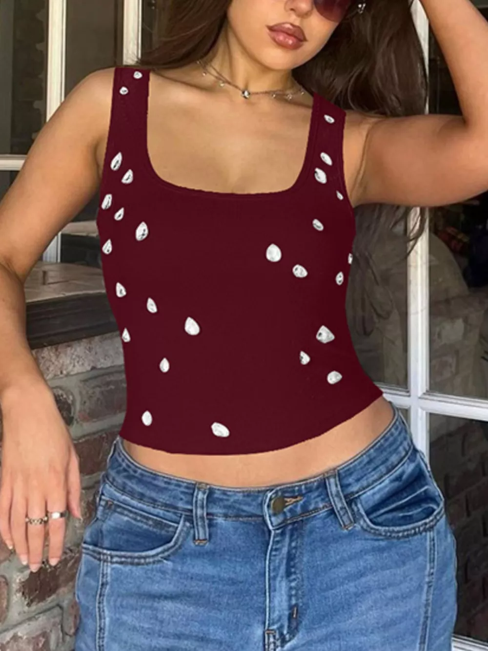 Bead Embellished Square Neck Tank, image 19