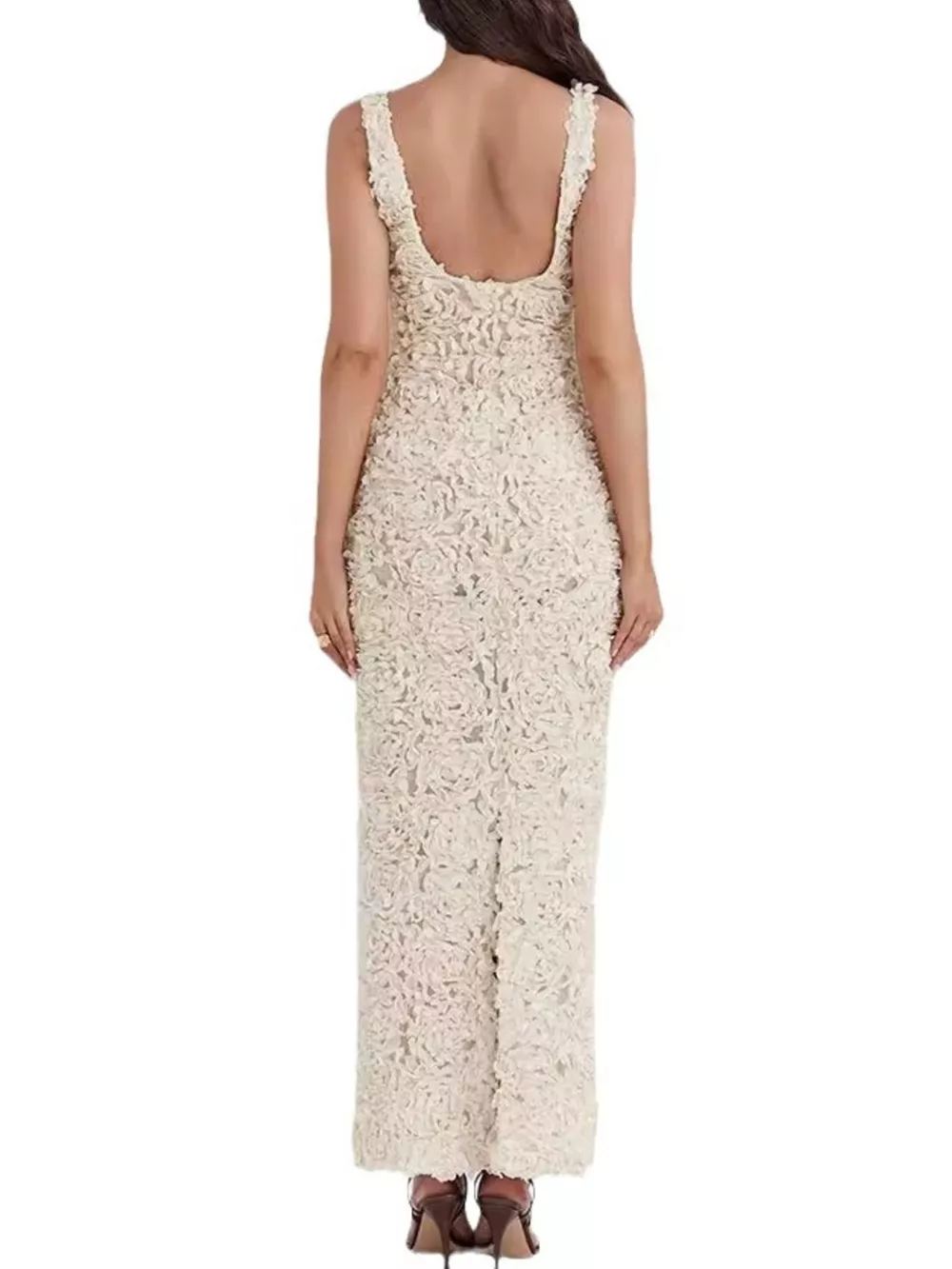 Floral Applique Deep V-Neck Maxi Dress, image 5
