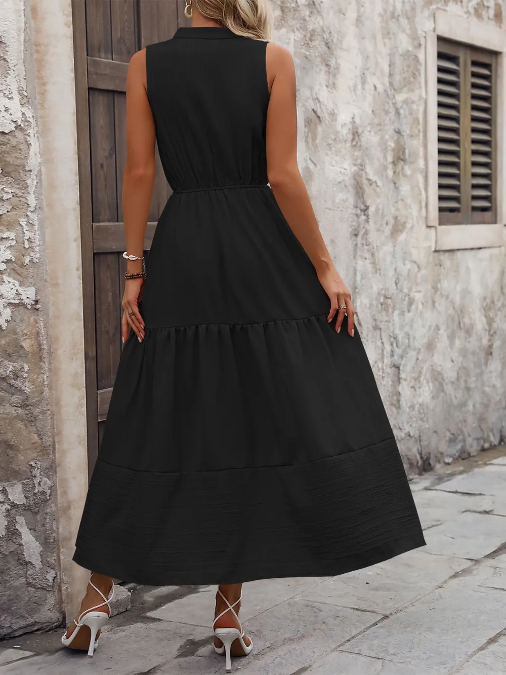 Notched Sleeveless Maxi Tank Dress, image 15