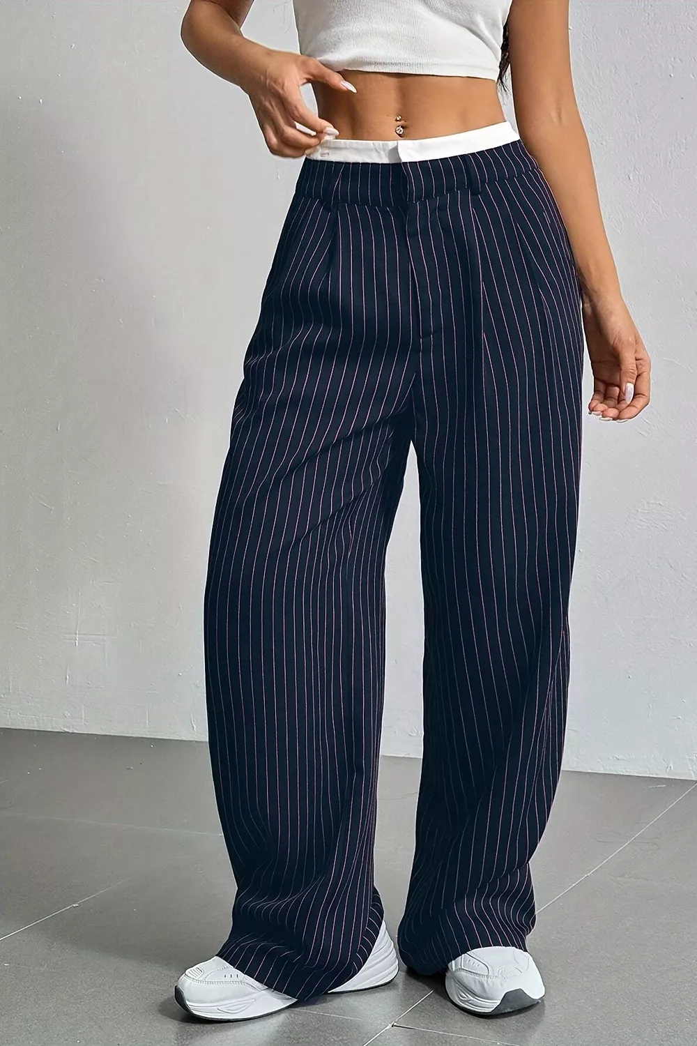 High-Waisted Pinstripe Wide-Leg Pants, image 20