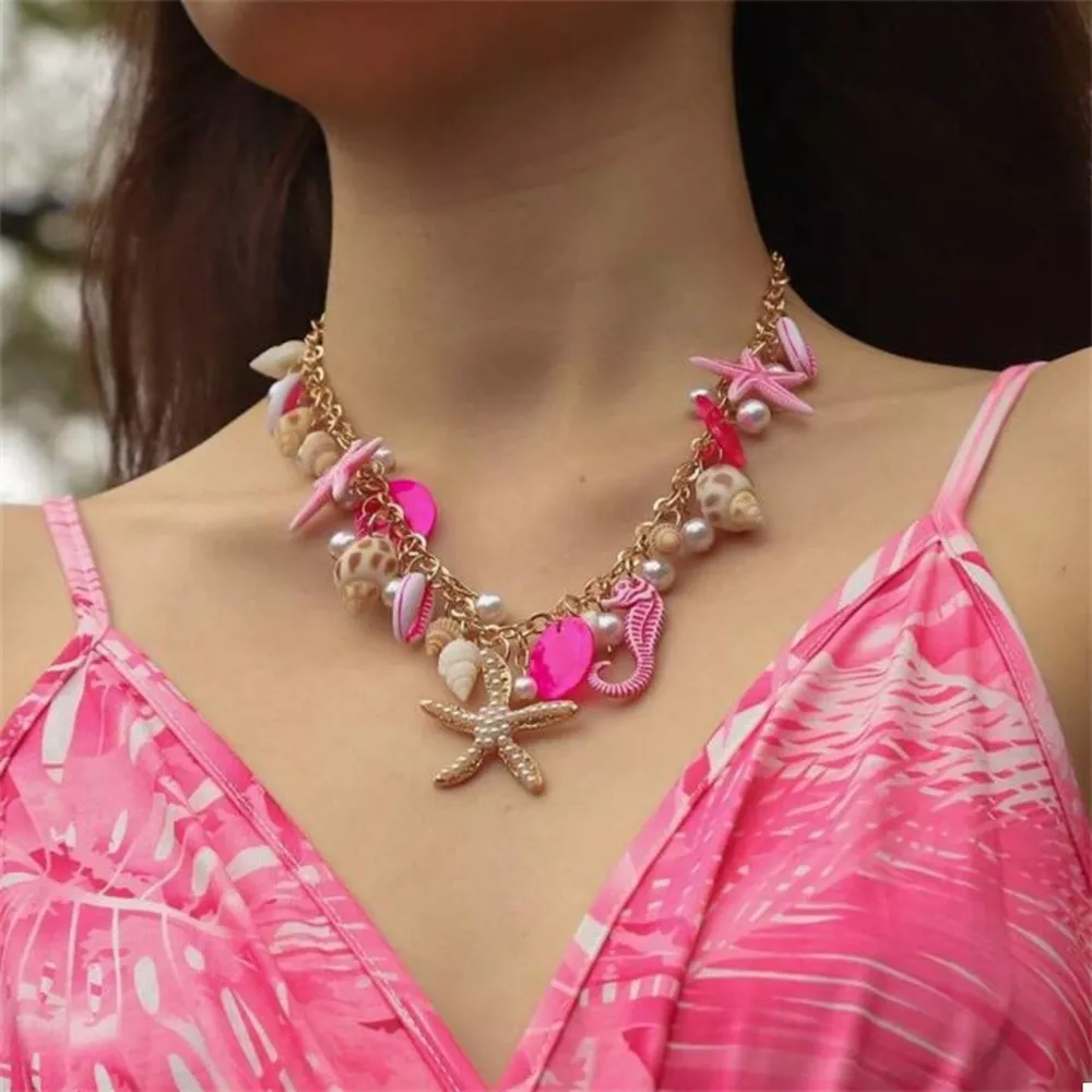 Ocean Charm Shell Starfish Statement Necklace, image 2