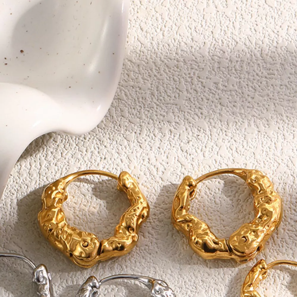 18K Gold-Plated Stainless Steel Hoop Earrings, image 3