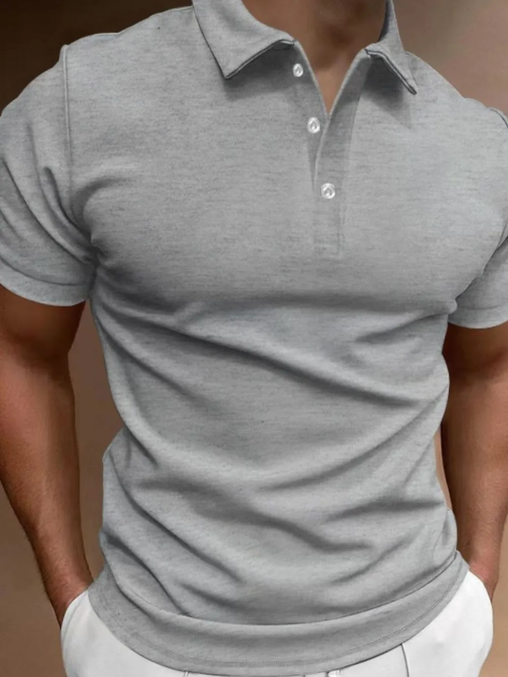 Men's Full Size Basic Style Collared Neck Short Sleeve Polo Plus Size