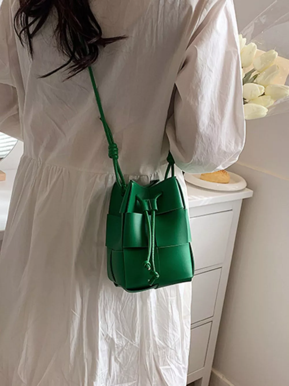 Woven Bucket Crossbody Bag, image 3
