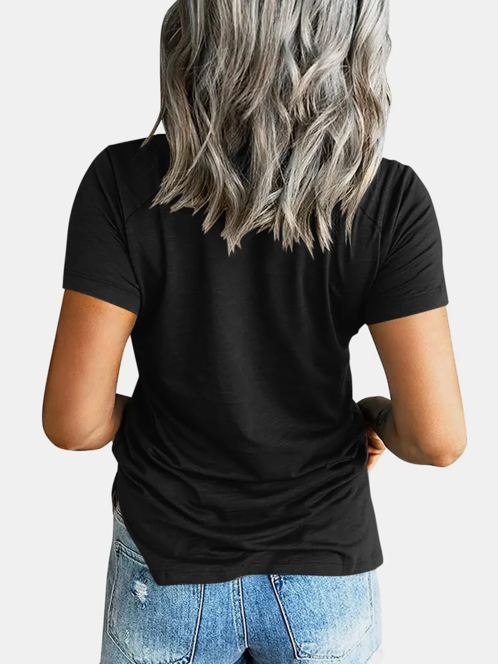 Pocketed V-Neck Short Sleeve T-Shirt, image 2