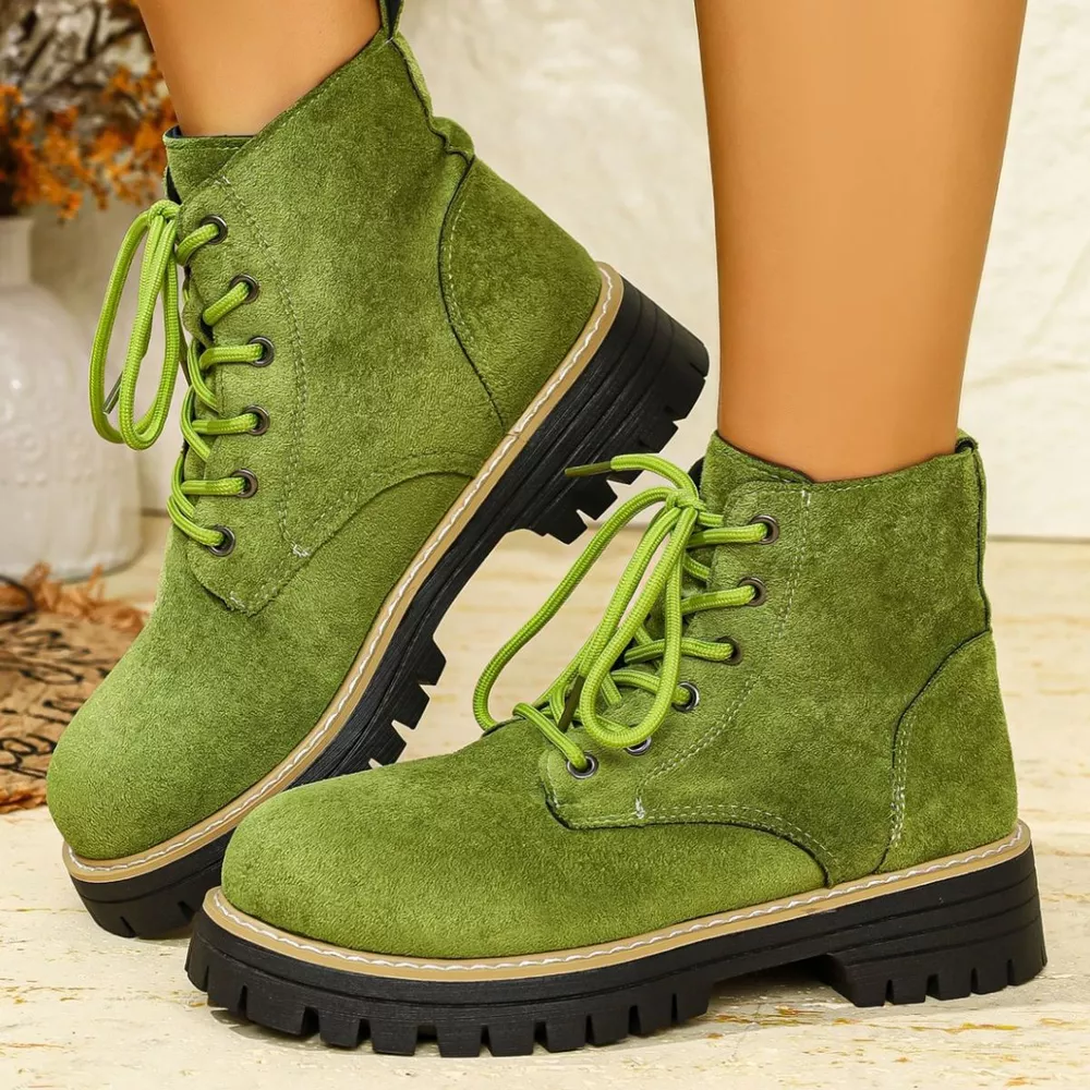 Round Toe Lace Up Boots, image 5