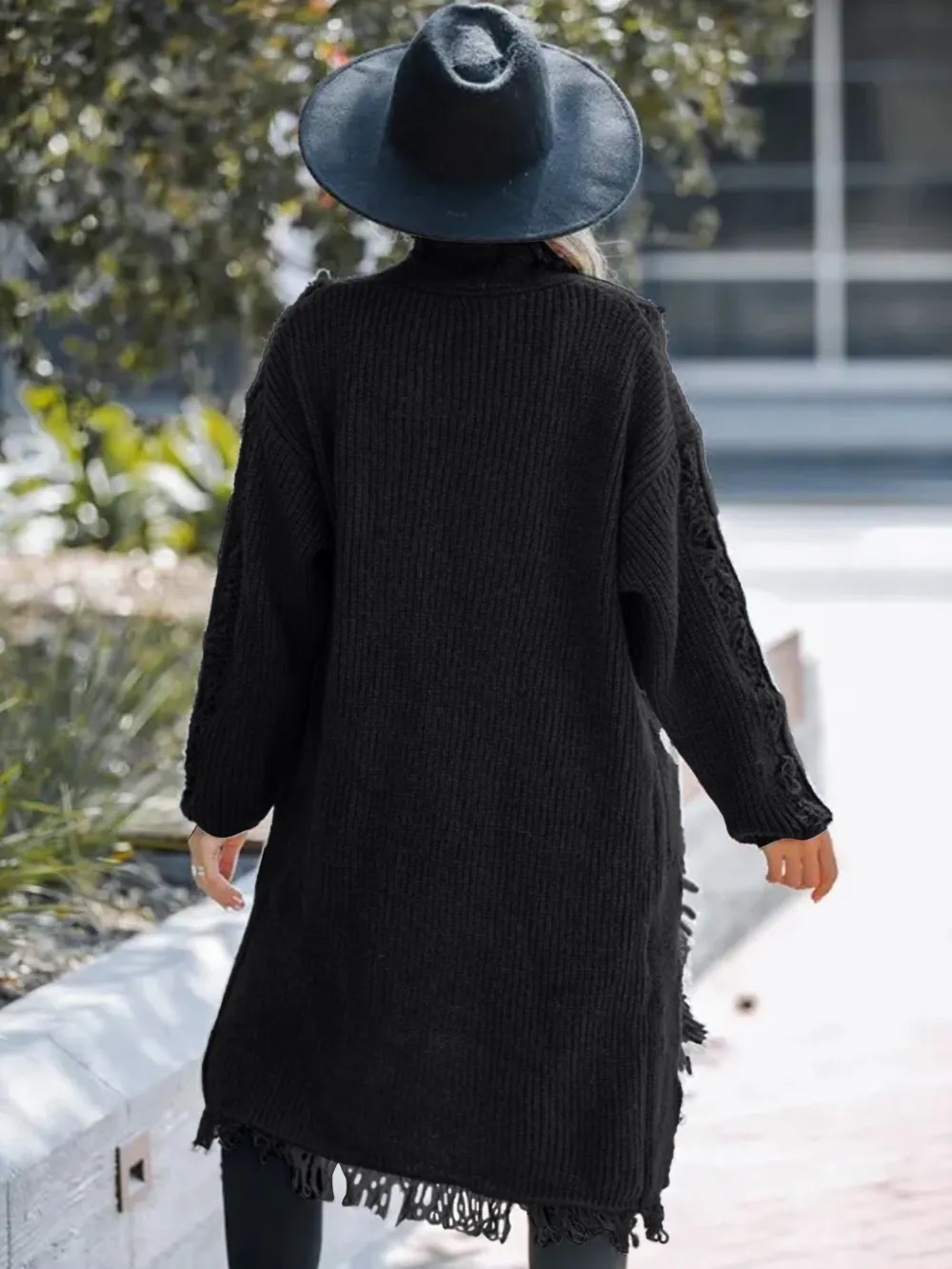 Fringe Open Front Long Sleeve Cardigan, image 5