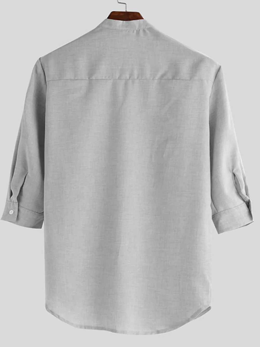 Men's Full Size Casual Button Detail Blouse Plus Size, image 2