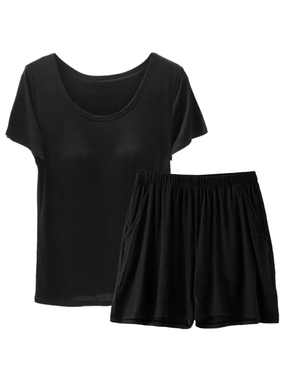 Plus Size Padded Modal Short Sleeve T-Shirt and Shorts Set, image 7