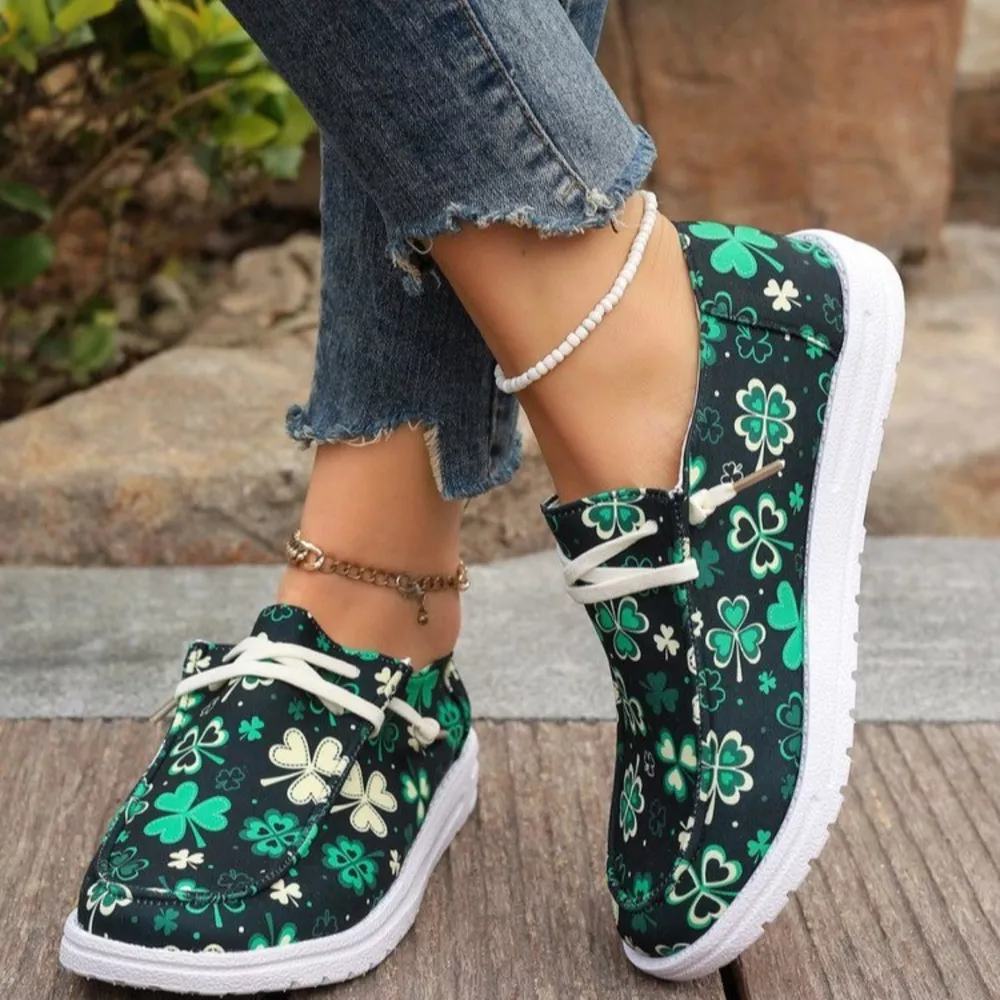 Clover Print Round Toe Sneakers, image 8