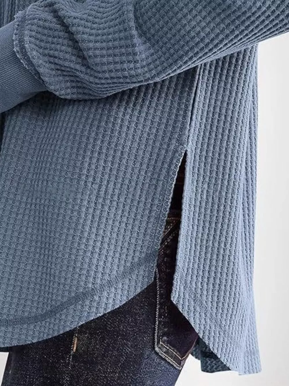 Slit Notched Long Sleeve T-Shirt, image 7