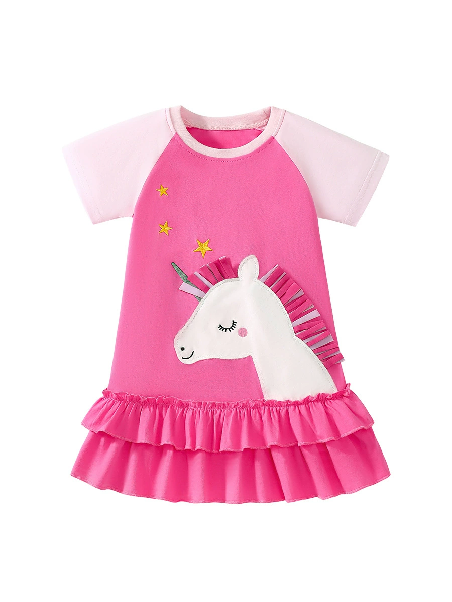 Children's Unicorn Ruffled Hem Dress, image 2
