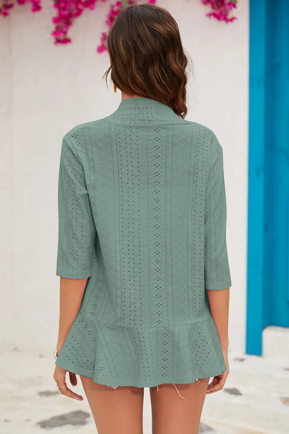 Eyelet Open Front Cardigan, image 10