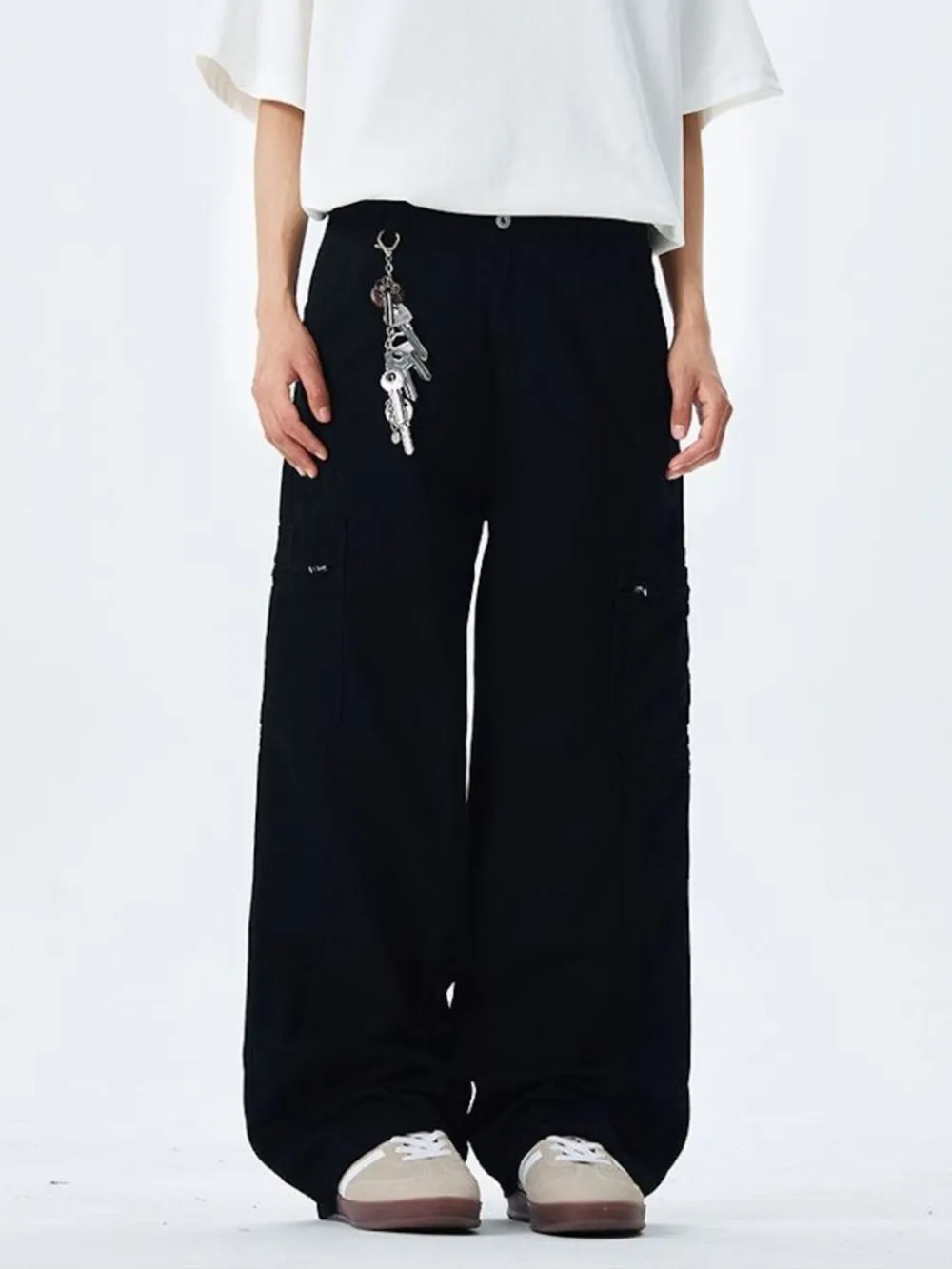 Men's Wide Leg Cargo Pants with Multi Pockets, image 2