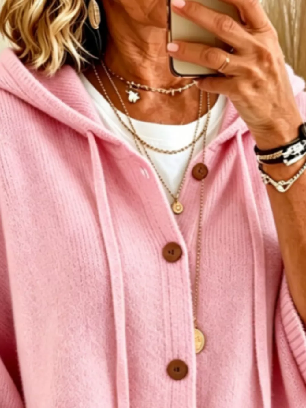 Full Size Casual Hooded Button-Down Knit Cardigan with Pockets Plus Size, image 20