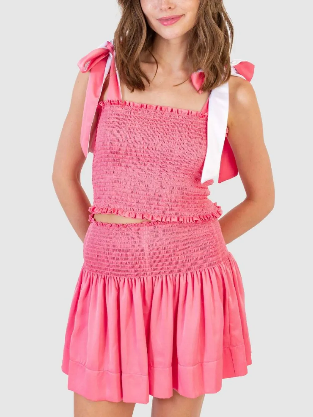 Smocked Tie Shoulder Cami and Shorts Set, image 3