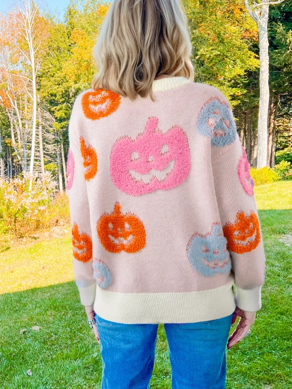 Halloween Cute Pumpkin Pattern Sweater, image 2