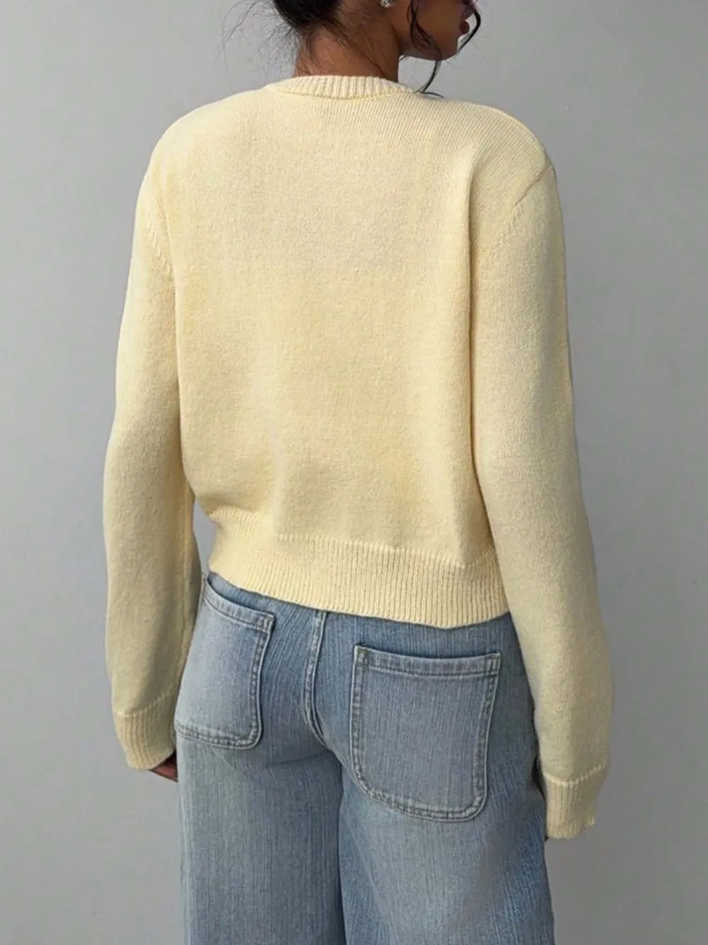 Button-Up Long Sleeve Knit Cardigan, image 7