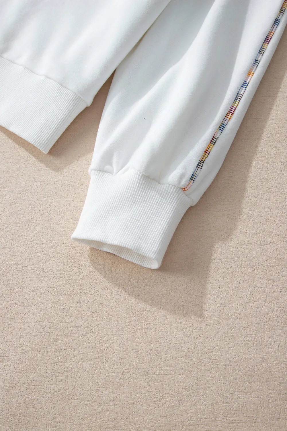 Rainbow Trim Round Neck Long Sleeve Sweatshirt, image 2