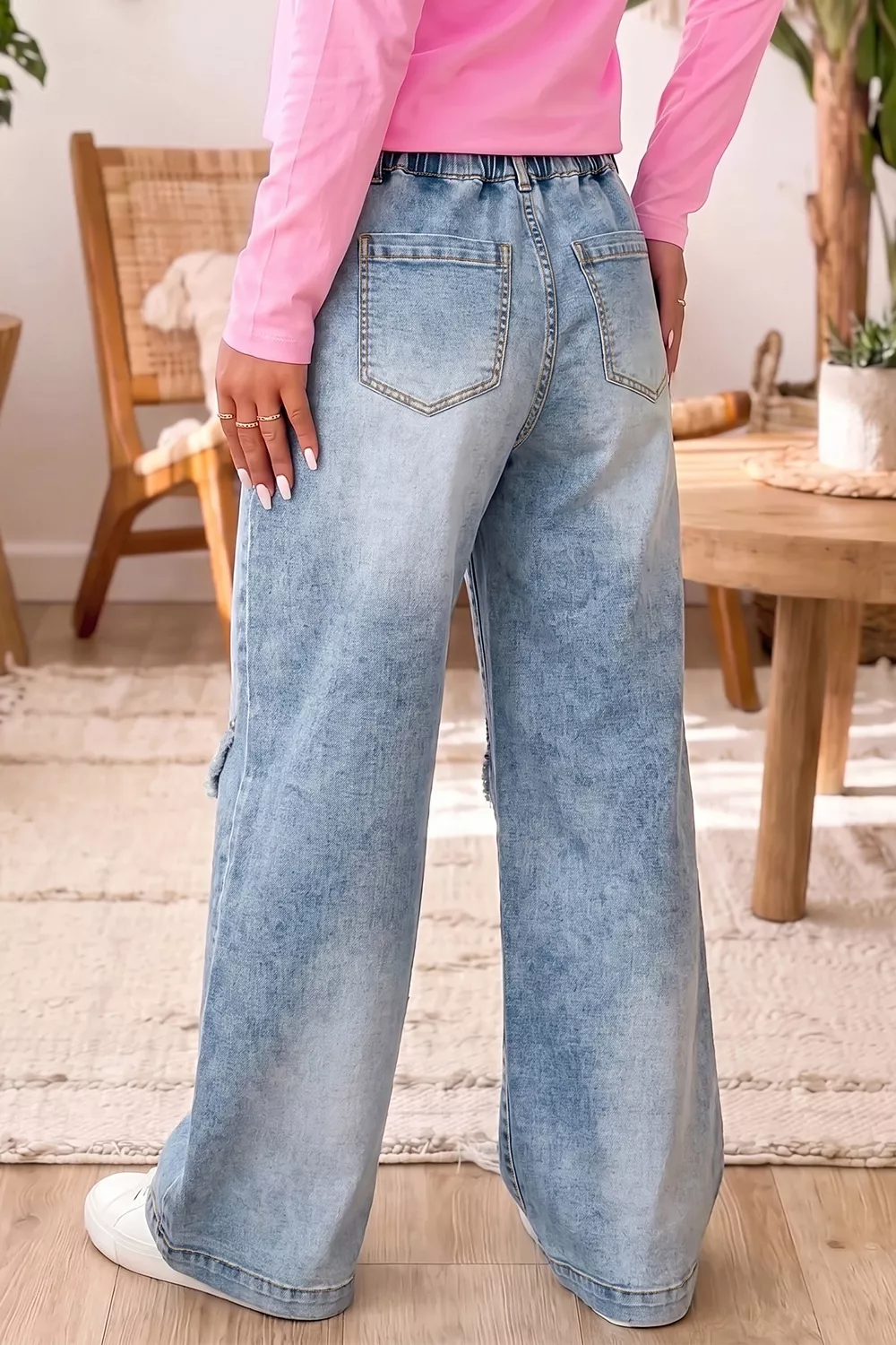 Studded Detail Wide-Leg Jeans, image 2