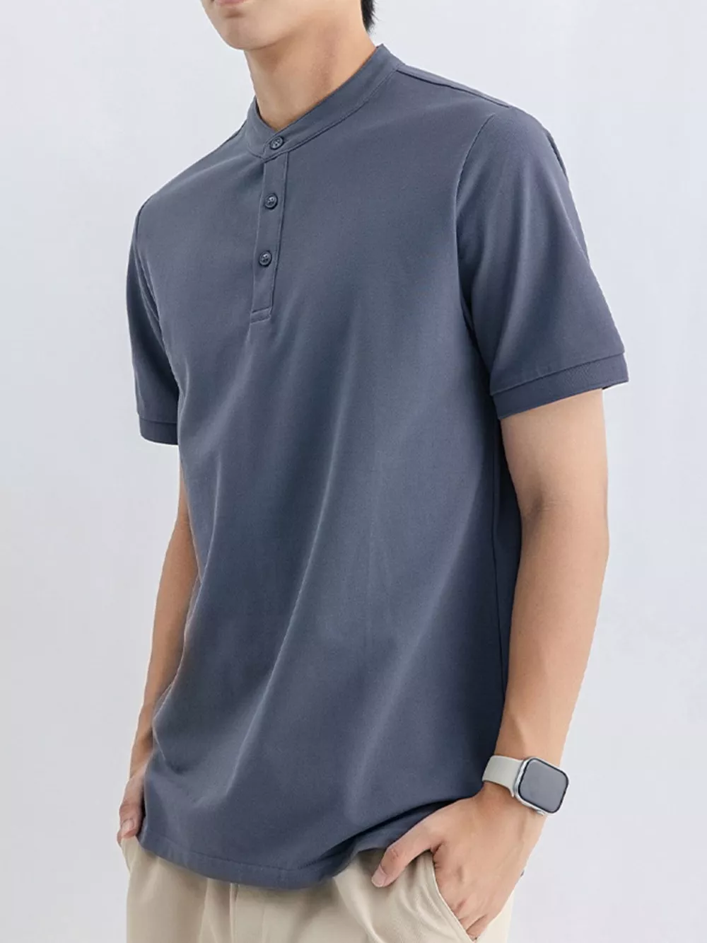 Men's Plus Size Button Detail Short Sleeve T-Shirt, image 3