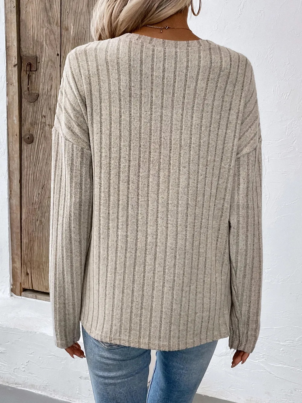 Round Neck Dropped Shoulder T-Shirt, image 2