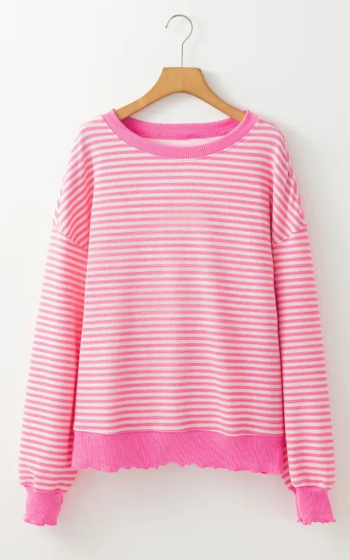 Striped Round Neck Long Sleeve Sweatshirt, image 18