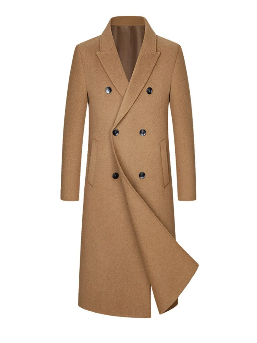 Men's Plus Size Double-Breasted Longline Coat, image 9