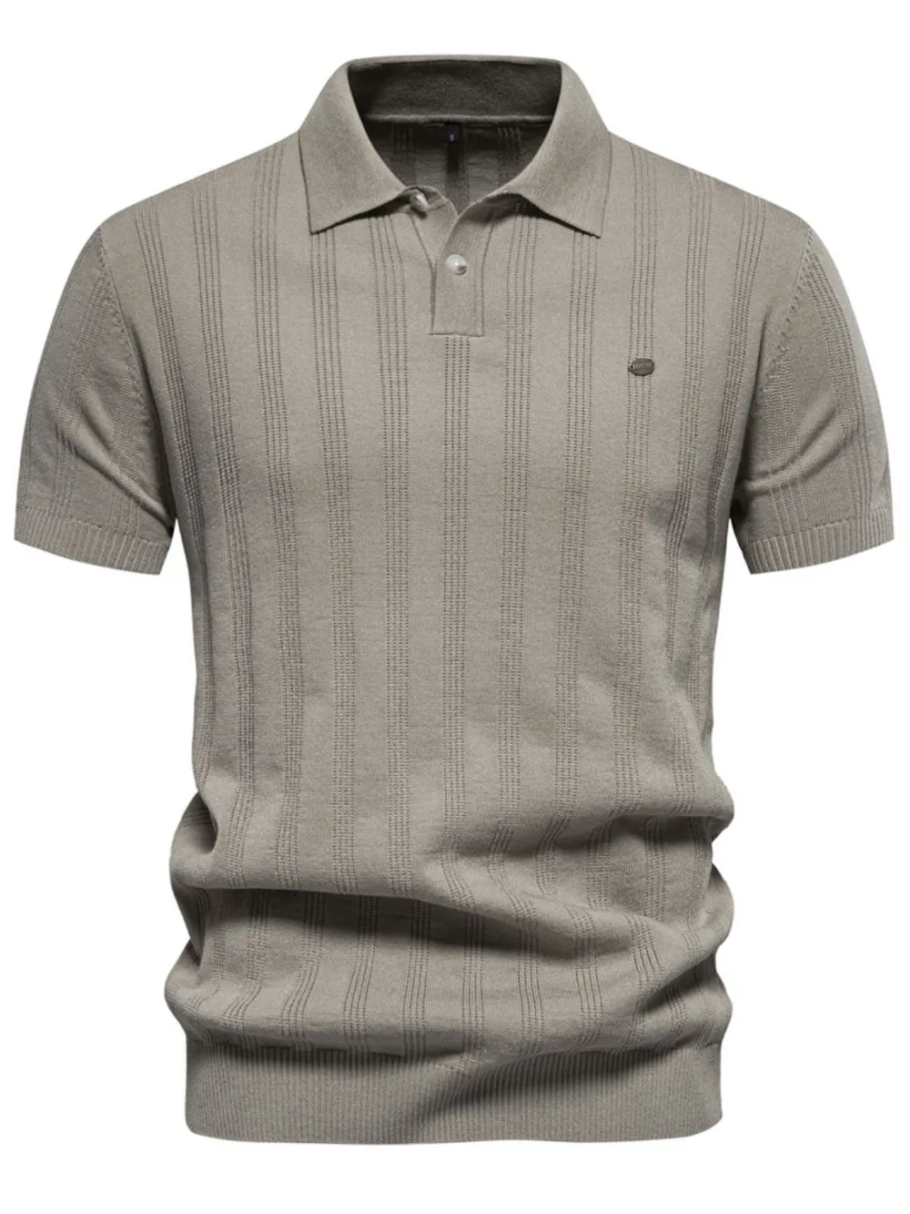 Men's Collared Neck Short Sleeve Knit Polo, image 8