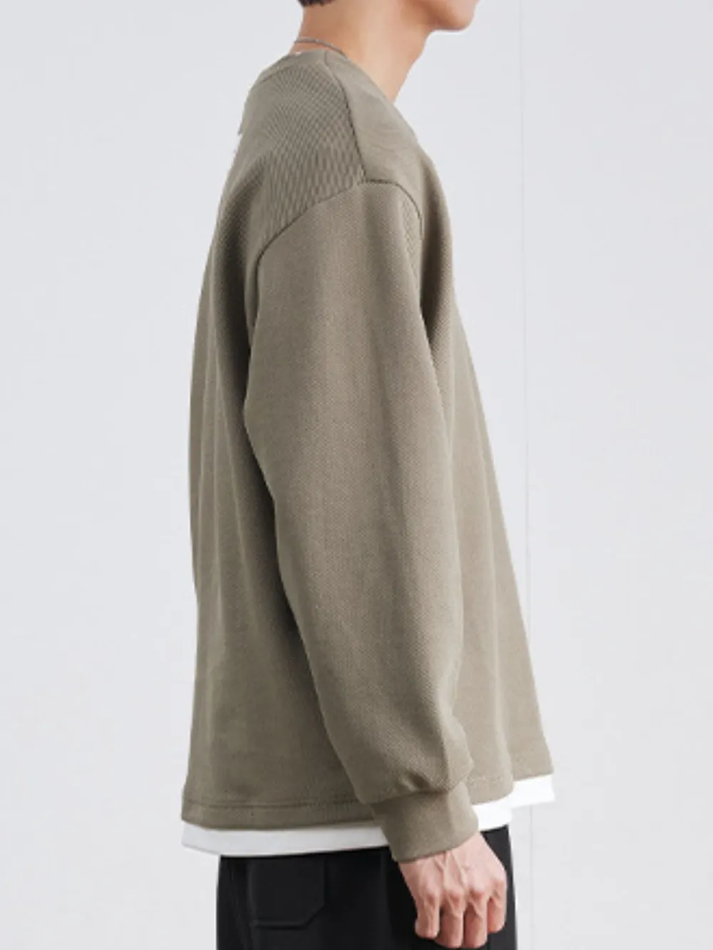 Men's Plus Round Neck Long Sleeve Sweatshirt, image 3