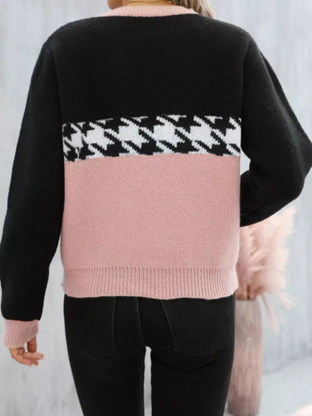 Color Block Houndstooth Sweater, image 4