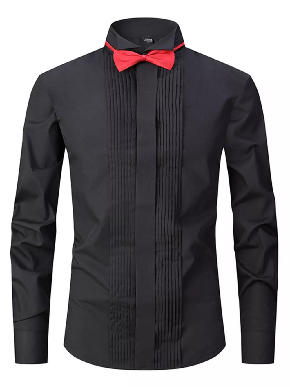 Men's Full Size Long Sleeve Shirt with Bow Tie Plus Size