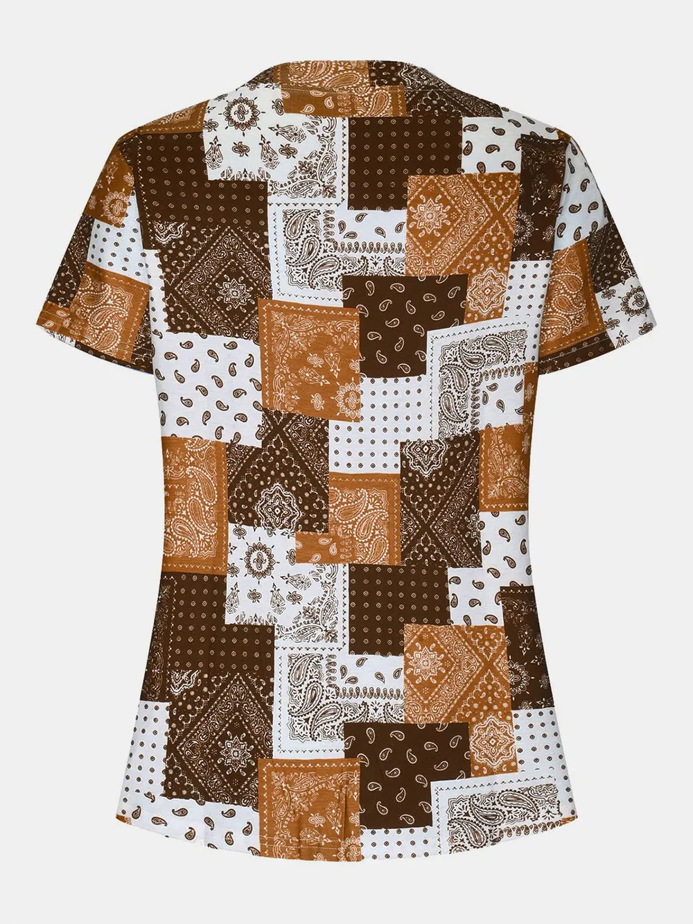 Printed Notched Short Sleeve Blouse, image 11