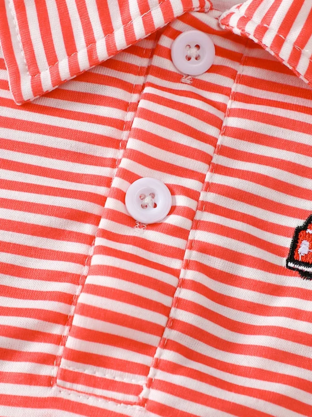 Children's Striped Firetruck Embroidered T-Shirt, image 8