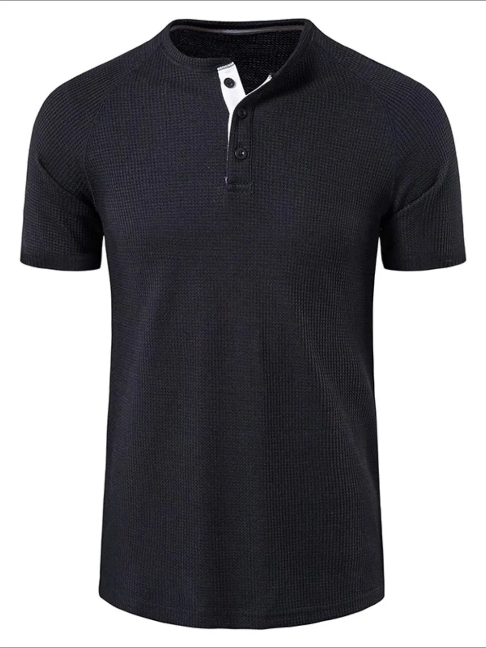 Men's Casual Waffle Knit Henley T-Shirt, image 8