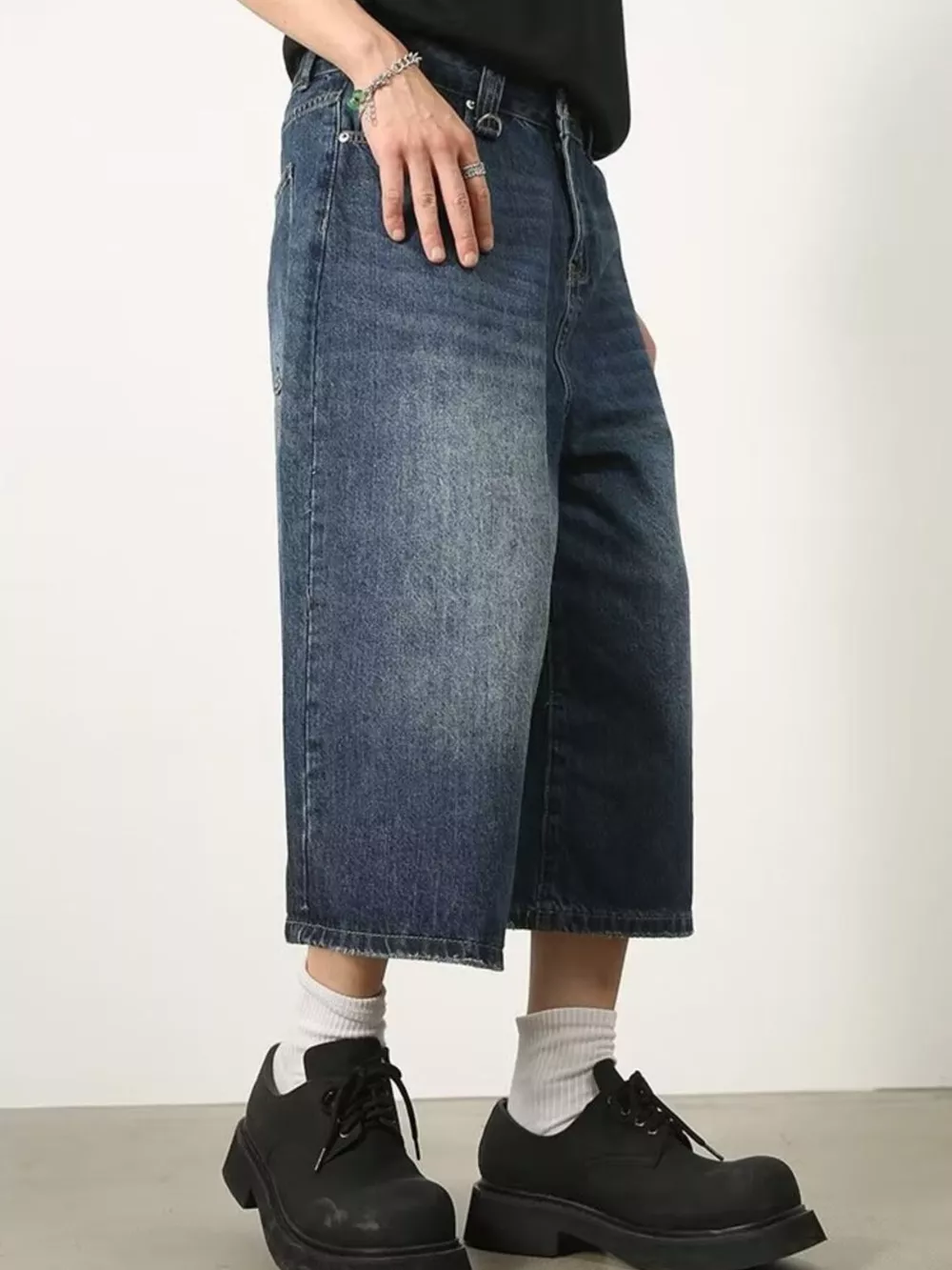Men's Full Size Wide Leg Cropped Jeans Plus Size, image 2