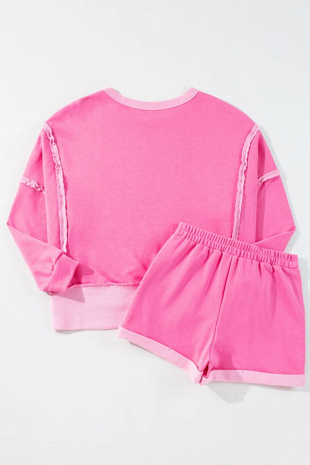 Sequin Heart Round Neck Top and Shorts Set, image 4