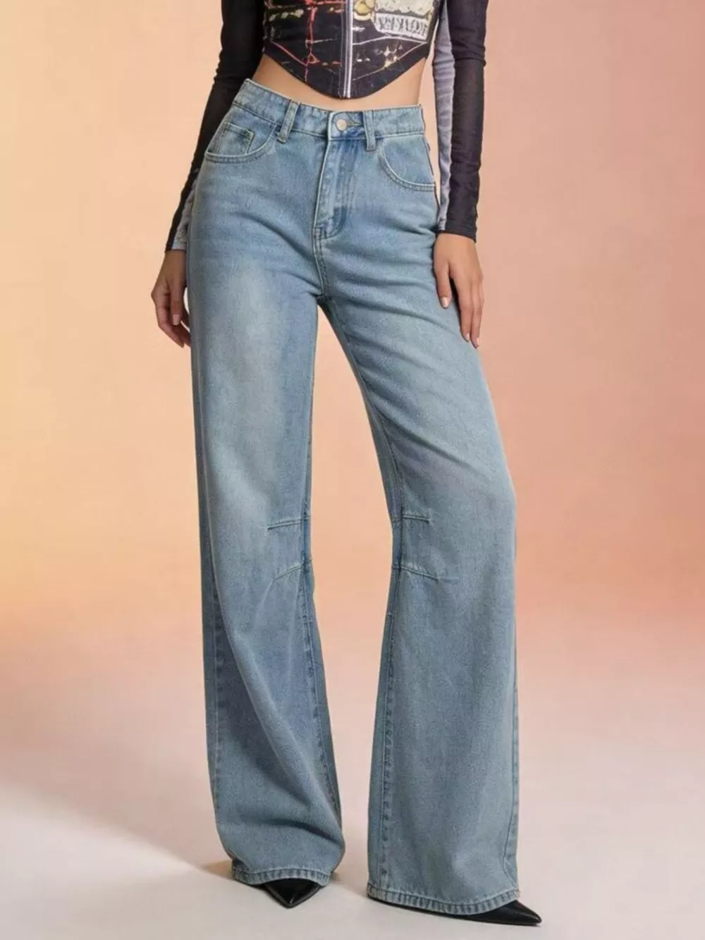 Wide Leg Wash Jeans, image 5