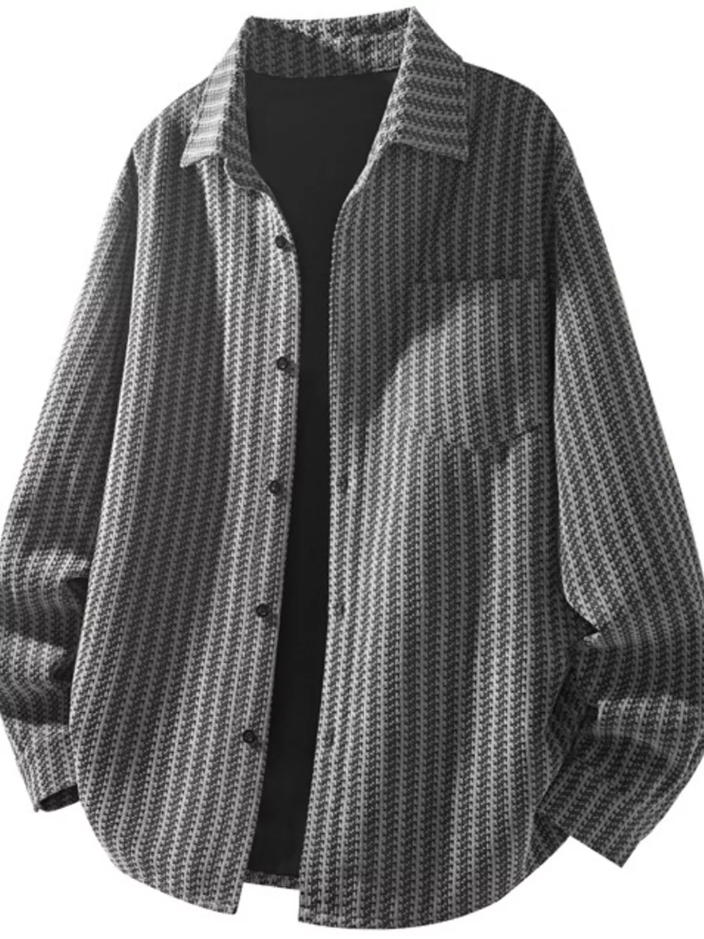Men's Plus Size Button Up Long Sleeve Shacket, image 5