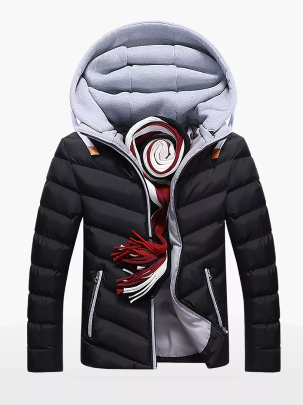 Men's Plus Size Zip Up Hooded Padded Puffer Jacket, image 2