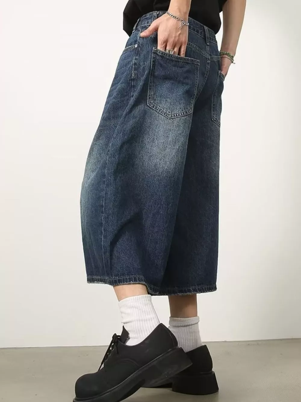 Men's Full Size Wide Leg Cropped Jeans Plus Size, image 3