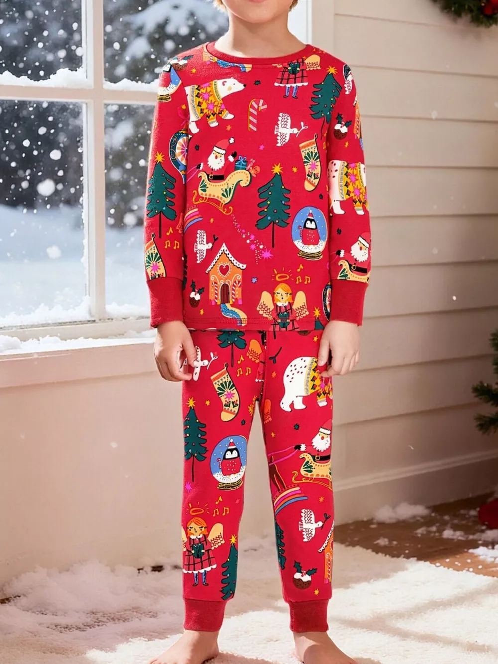 Children's Christmas Print Pajama Set