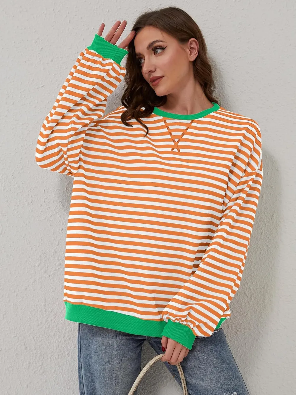 Contrast Striped Long Sleeve Sweatshirt, image 23