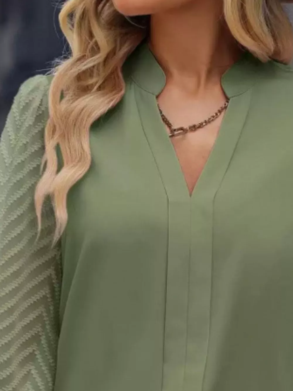 Notched Long Sleeve Blouse, image 3