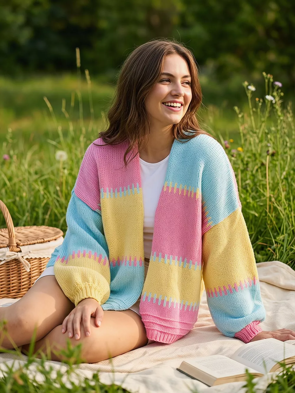 Color-Block V-Neck Cardigan, image 10