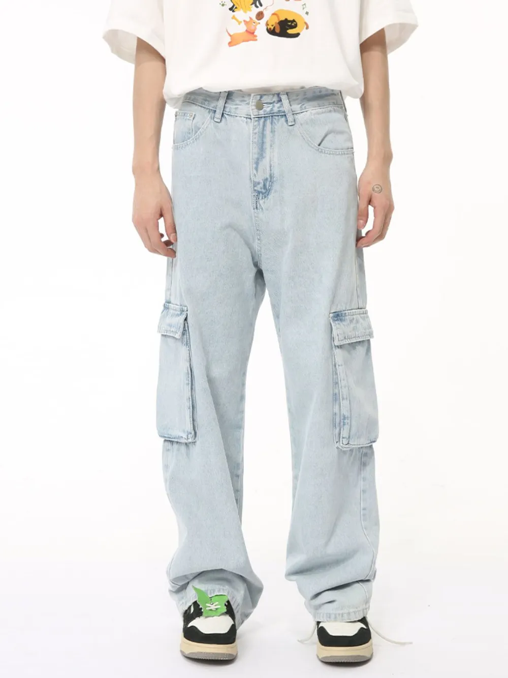 Men's Washed Straight Cargo Jeans, image 2