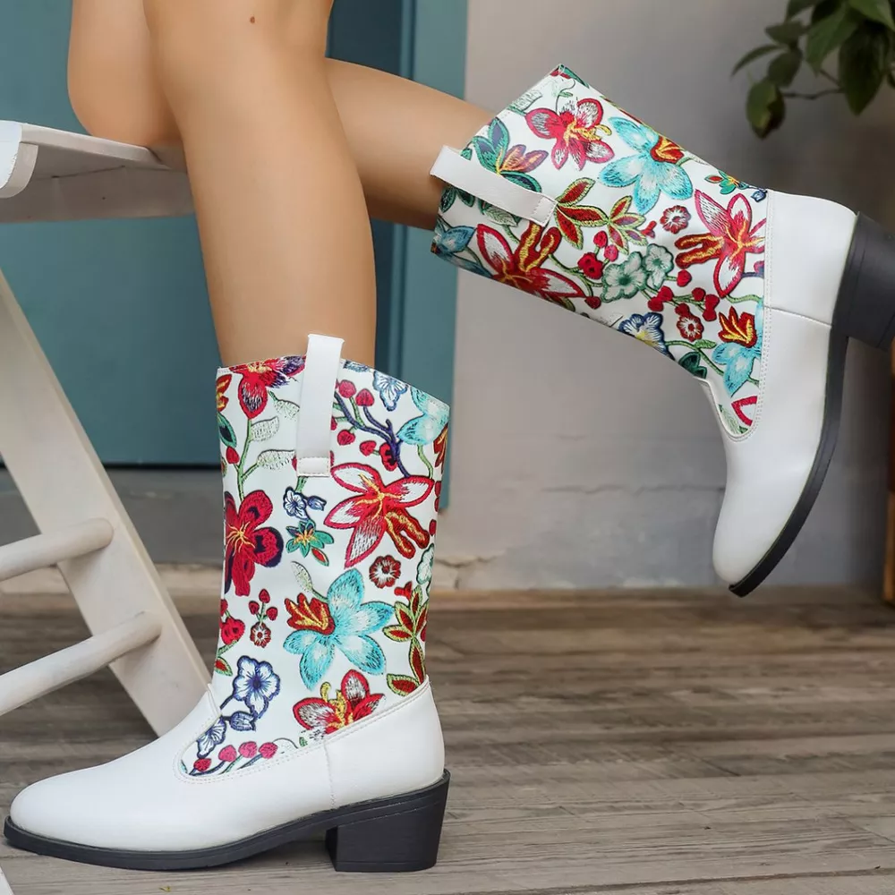Floral Block Heel Boots, image 9